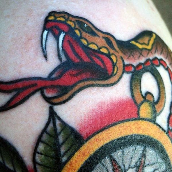 Traditional Mens Rattlesnake Tattoo Design Inspiration