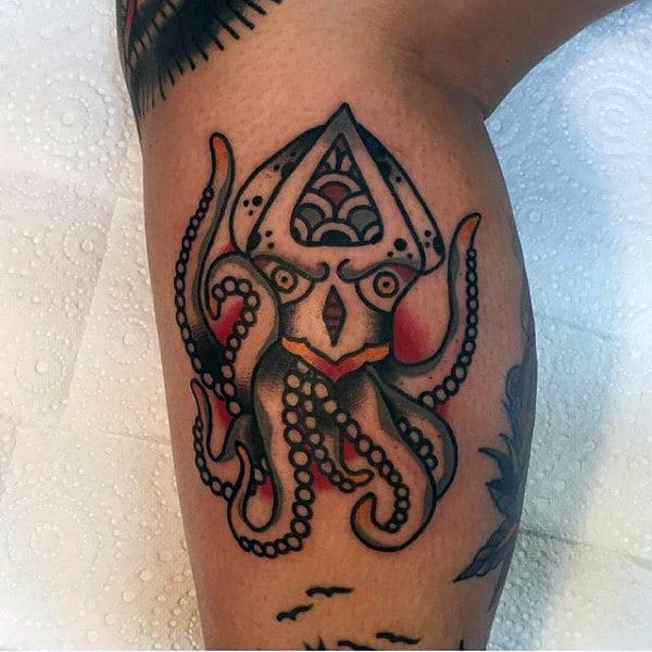 Traditional Octopus Guys Old School Inner Arm Bicep Tattoos