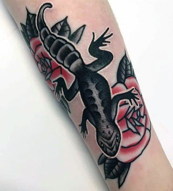 Traditional Old School Creative Gecko Tattoos For Men