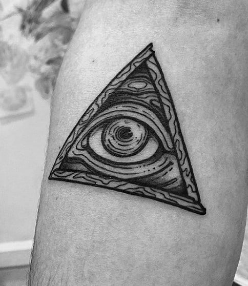 Traditional Old School Eye Of Providence Small Male Forearm Tattoo Ideas