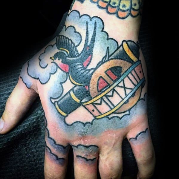 Traditional Old School Hand Cannon Mens Tattoo Ideas