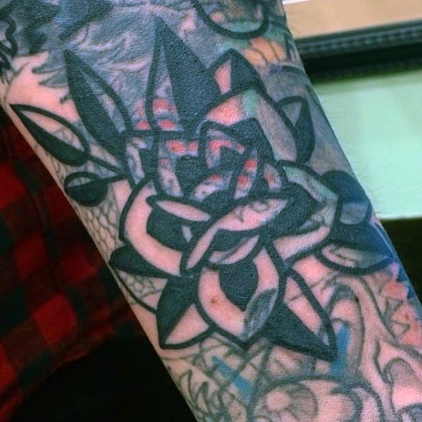 Traditional Old School Rose Flower Forearm Guys Tattoo Ideas Blast Over Designs