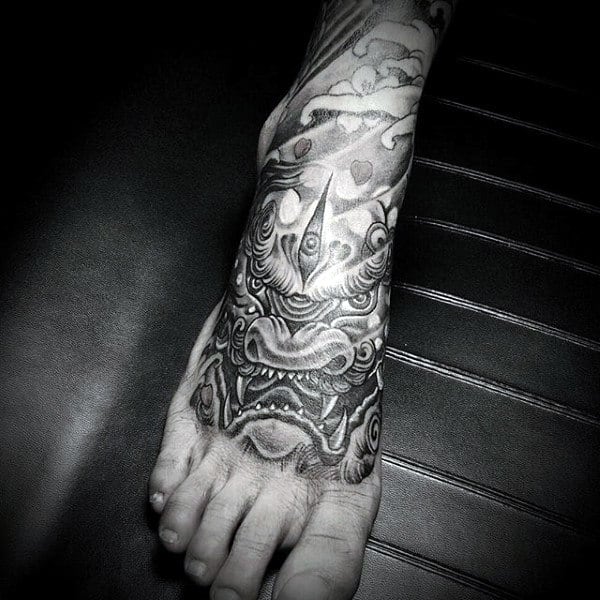 Traditional Pencil Sketch Art Tattoo On Foot For Males