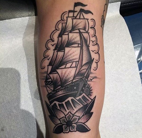 Traditional Ship Mens Arm Tattoo Design Ideas