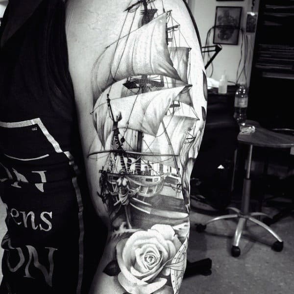 Traditional Ship Tattoo For Men