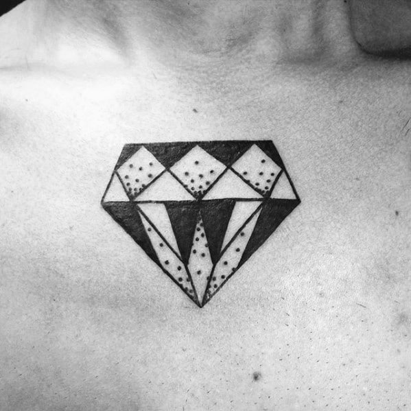 Traditional Simple Geometric Diamond Chest Tattoos For Guys