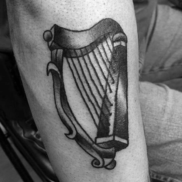 Traditional Small Forearm Harp Tattoo Design Ideas For Males