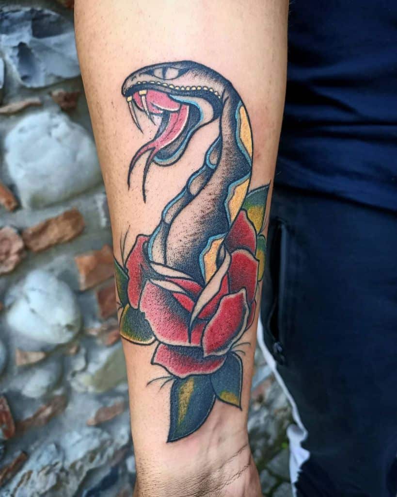 traditional snake arm tattoo infrangibiletattooshop