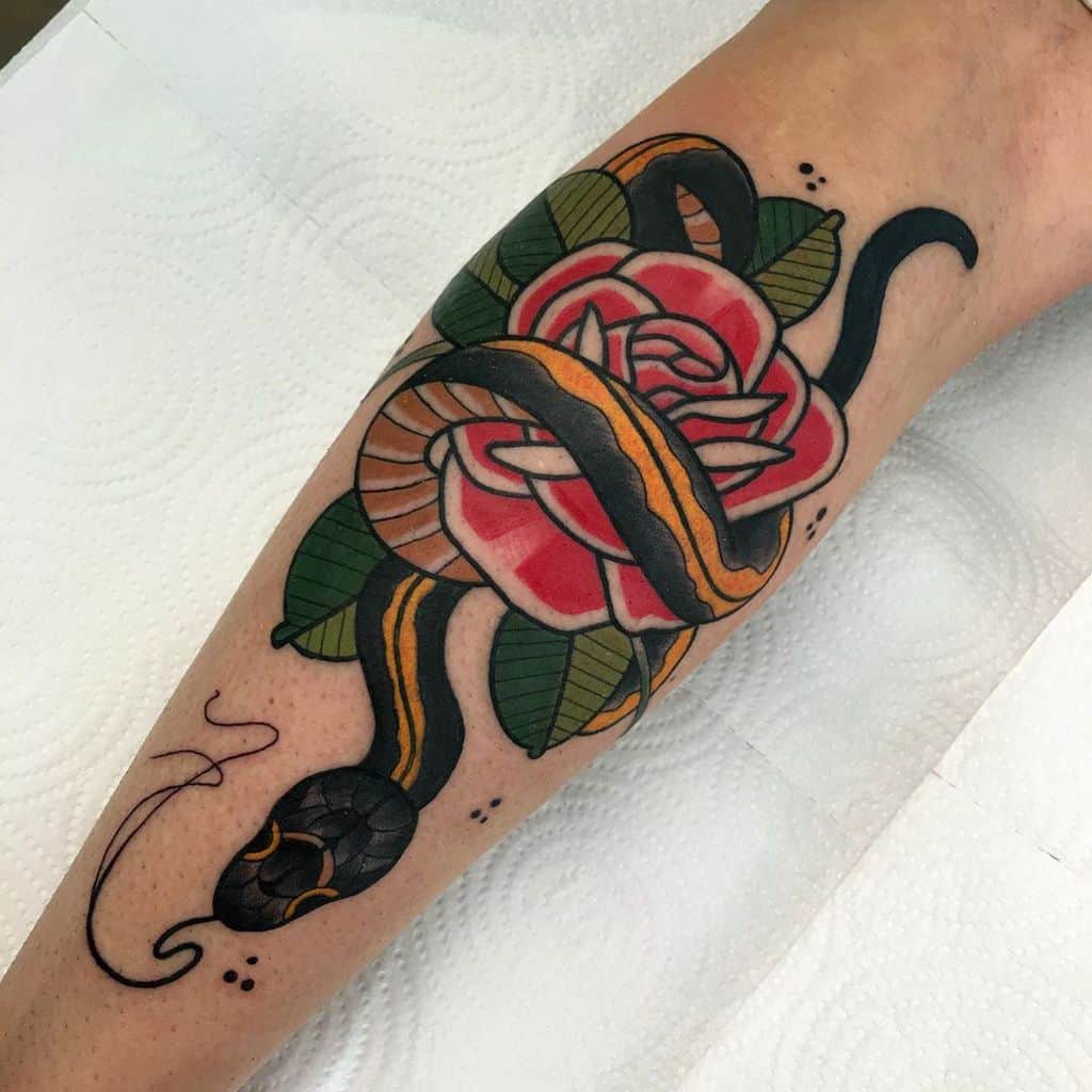 traditional snake arm tattoo jeedelgado_