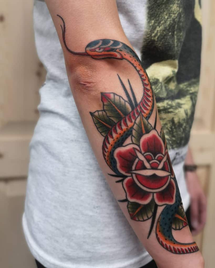 traditional snake arm tattoo jonas_jankus