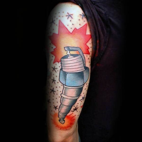 Spark plug Done by Aaron at Green Street Electric Tattoo in Henderson KY   rtattoos