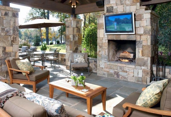 patio tv wall fireplace 