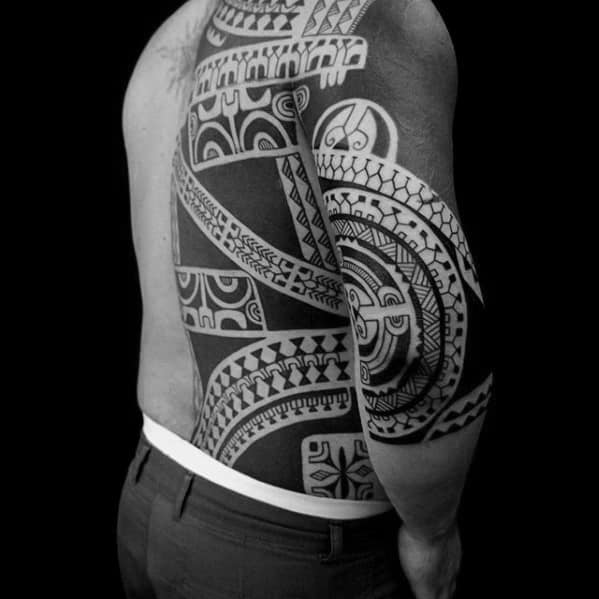 Traditional Tribal Masculine Cool Back Tattoos For Guys