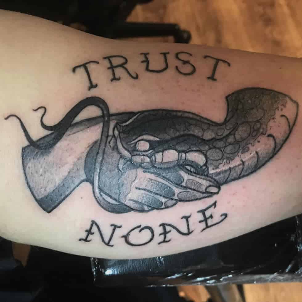 traditional trust no one tattoos forestink86