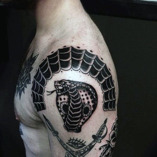 Traditional Upper Arm Spider Web Mens Tattoo Designs