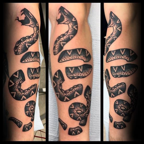 Tradtional Snake Join Or Die Mens Outer Forearm Tattoo Ideas
