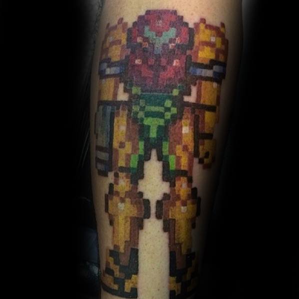 Transformers 8 Bit Mens Leg Tattoo