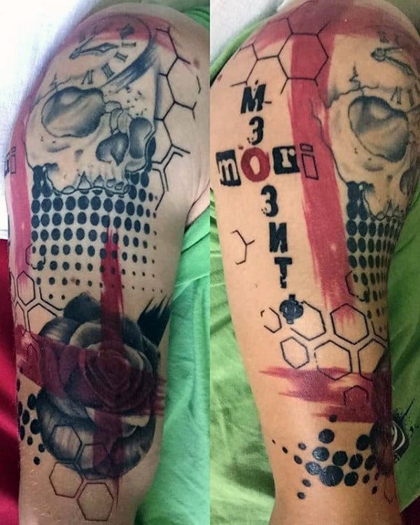 Trash Polka Mens Memento Mori Half Sleeve Tattoo