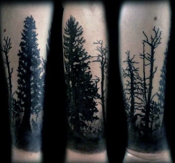 Tree Forester Male Forearm Sleeve Tattoos