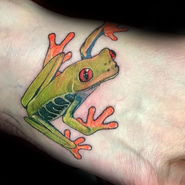 Tree Frog Guys Tattoos On Foot