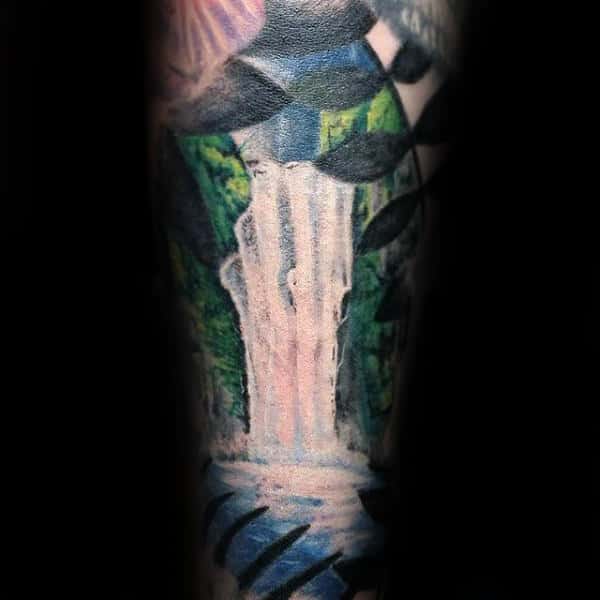 forearm waterfall tattoo
