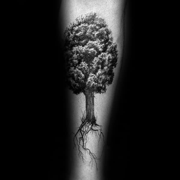 40 Vintage Tree Leg Tattoo Design Ideas for Men