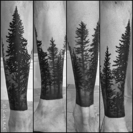 Tree Leg Tattoos For Gentlemen