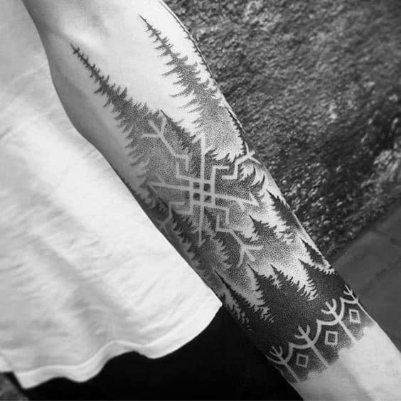 Tree Line Themed Tattoo Design Inspiration
