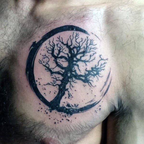 Tree Of Life Male Small Chest Tattoos