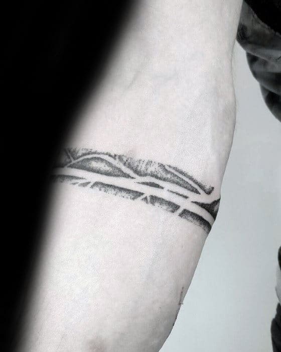 Tree Root Negative Space Mns Forearm Band Tattoo