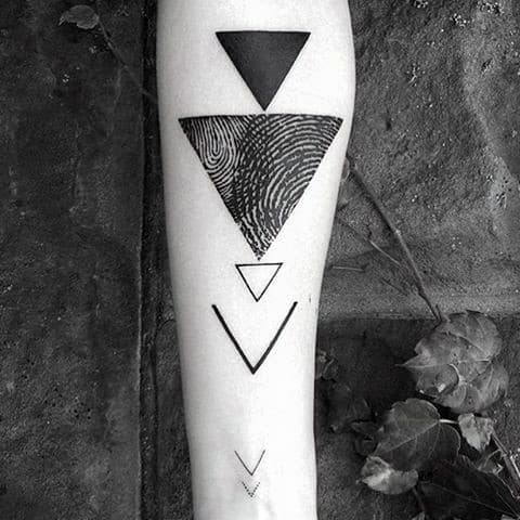 Tree Stump Triangle Minimalist Forearm Tattoos For Guys