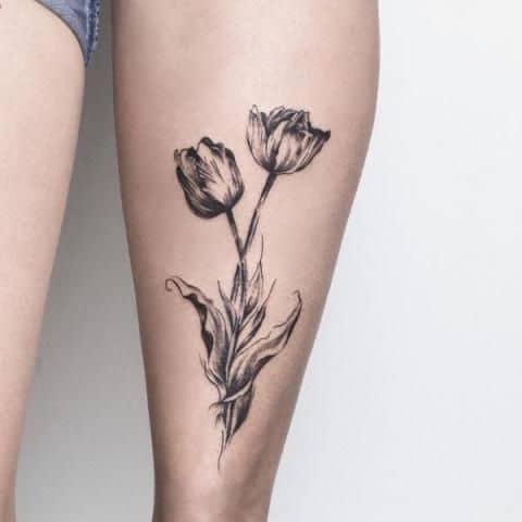 Trendy Tulip Tattoo