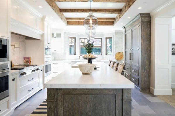 Trey Ceiling With Boxed In Wood Beams Kitchen Ceiling Ideas