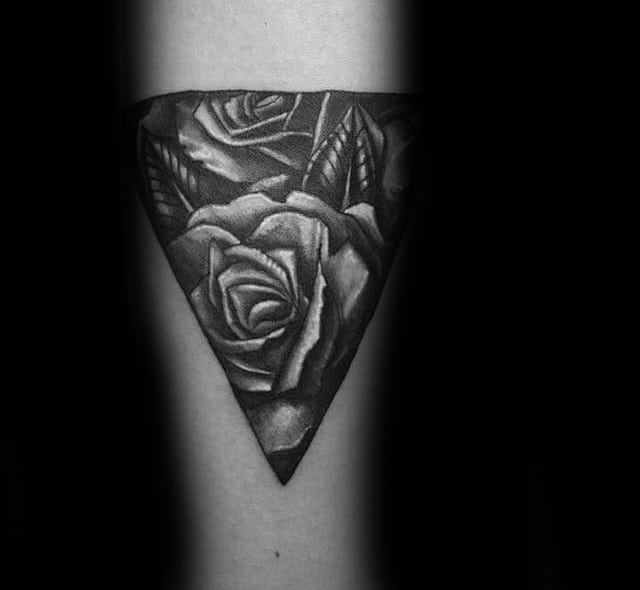 Triangle Black Rose Mens Forearm Tattoo Ideas