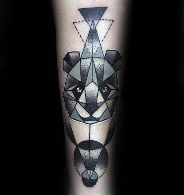 Triangle Circle Panda Mens Geometrical Forearm Tattoos