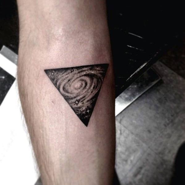 Triangle Small Outer Space Sky Unique Forearm Tattoos For Men