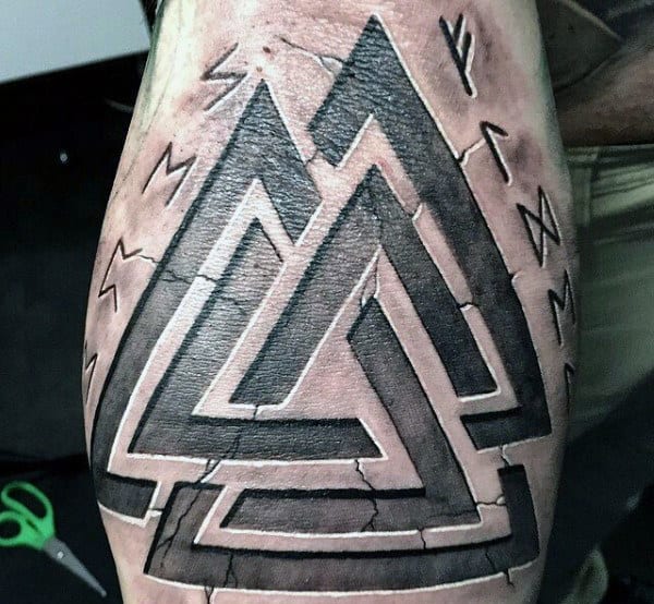 Triangle Stone Viking Runes Tattoos For Men On Arm