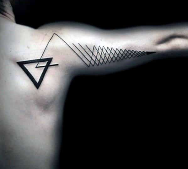 Triangle With Lines Geometric Back Of Arm Guys Tattoos
