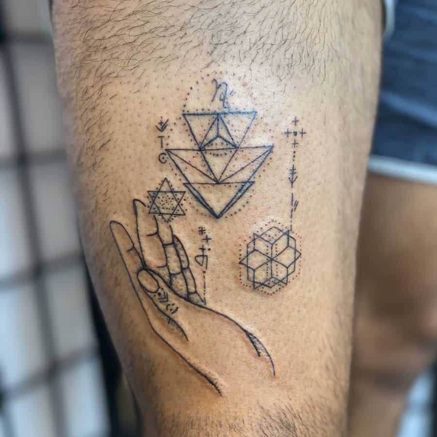 Triangles Fat Dots Hand Cupped Linework Geometric
