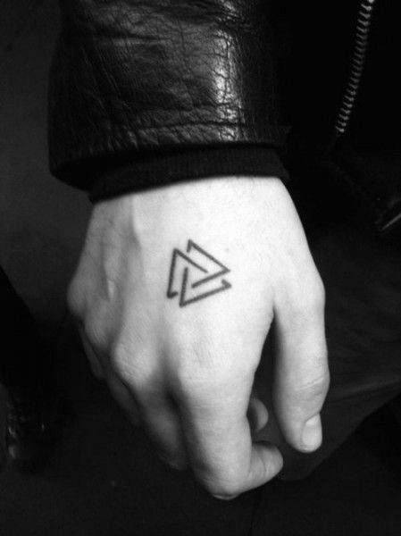 Triangles Guys Geometric Small Tattoo Design On Hand