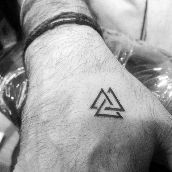 Triangles Norse Male Tattoo With Simple Hand Design
