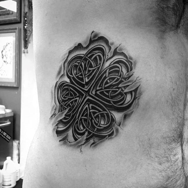 60 Four Leaf Clover Tattoo Designs For Men - Good Luck Ink Ideas