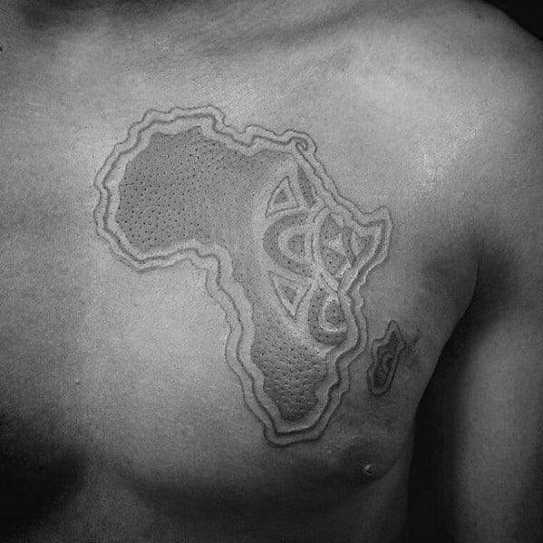 Tribal Africa Mens Chest Tattoo