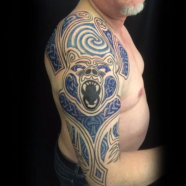 Tribal Bear Celtic Knot Mens Half Sleeve Tattoos