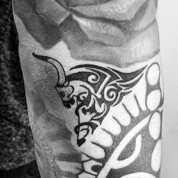 Tribal Bull Tattoo For Men On Arm