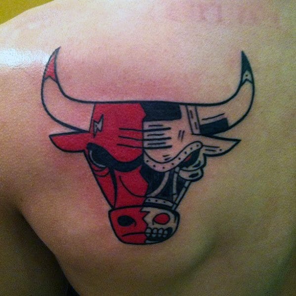Tribal Chicago Bulls Guys Back Of Shoulder Tattoo