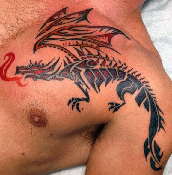 Tribal Dragon Tattoo Guys Designs On Chest
