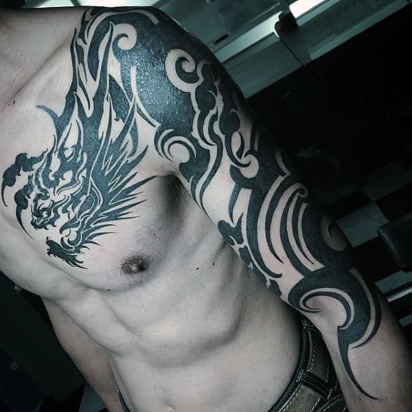 Tribal Dragon Tattoo Sleeve Mens
