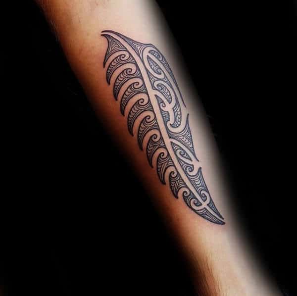 Tribal Forearm Male Fern Tattoo Ideas
