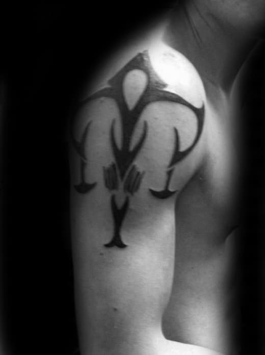 Tribal Libra Mens Upper Arm Tattoos